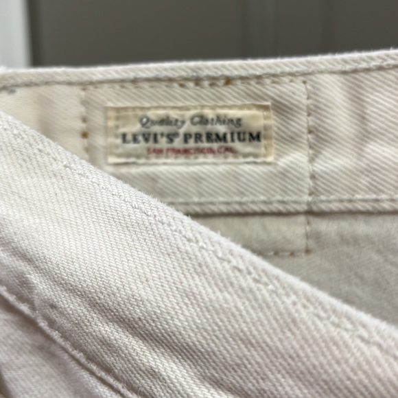 Levi’s cream 501 premium jeans, cream, raw hem, 100% cotton, size W27 L26 - Picture 2 of 5